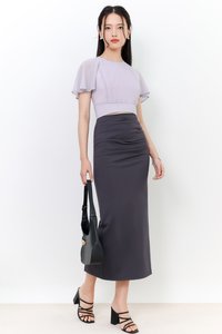 Perlini Pleat Sleeve Top V2 in Lilac