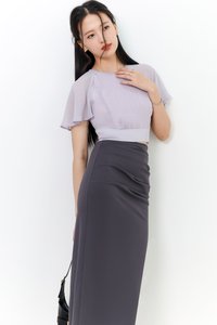 Perlini Pleat Sleeve Top V2 in Lilac