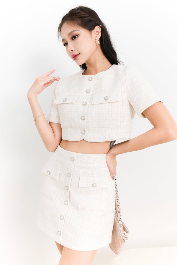 BACKORDER 2 | Tiffany Tweed Co-ord Top in Cream White