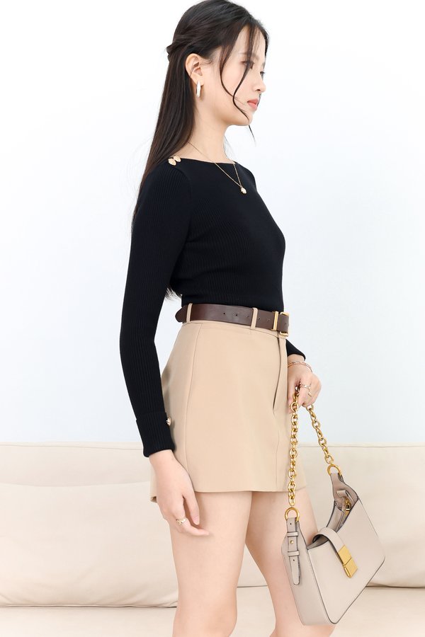 DEFECT | Berlin Belted Skorts in Camel Brown in XXS/XS/S/M/L/XL