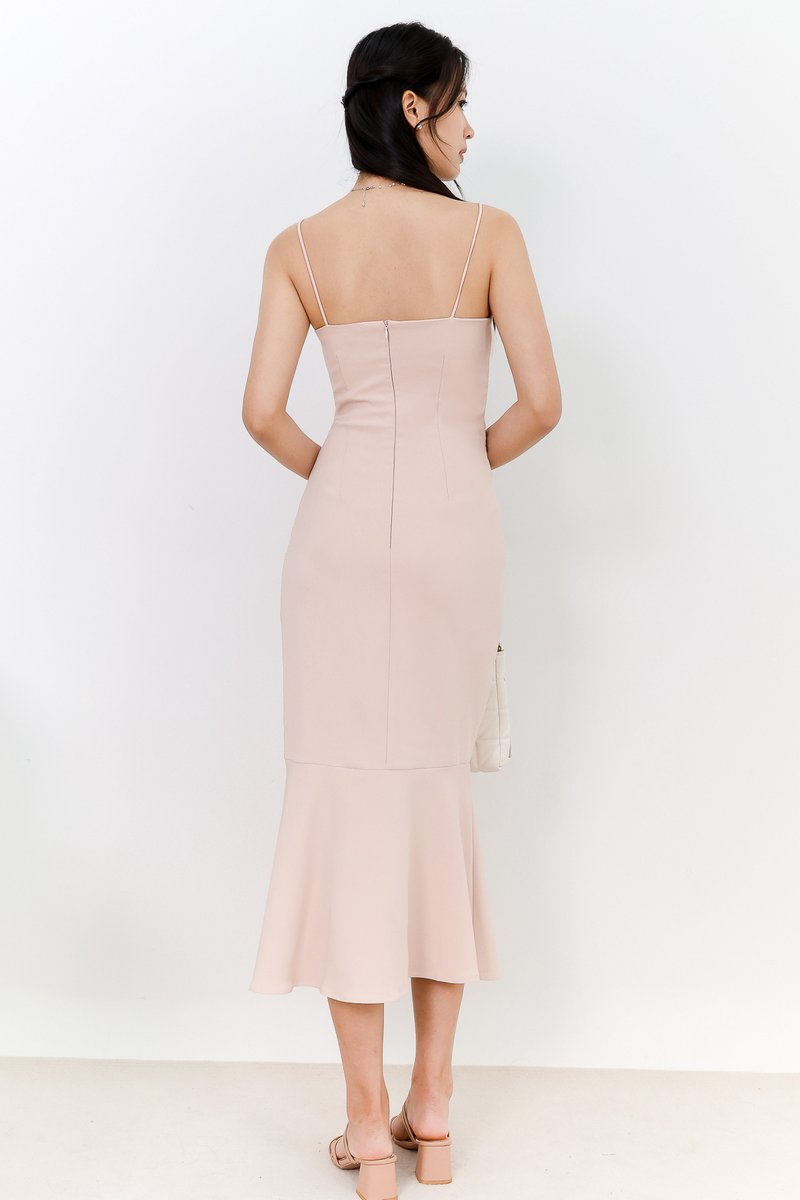 DEFECT | Rianna Ruched Mermaid Midi in Blush in XS