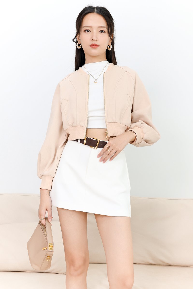Zoya Zipper Jacket in Nude