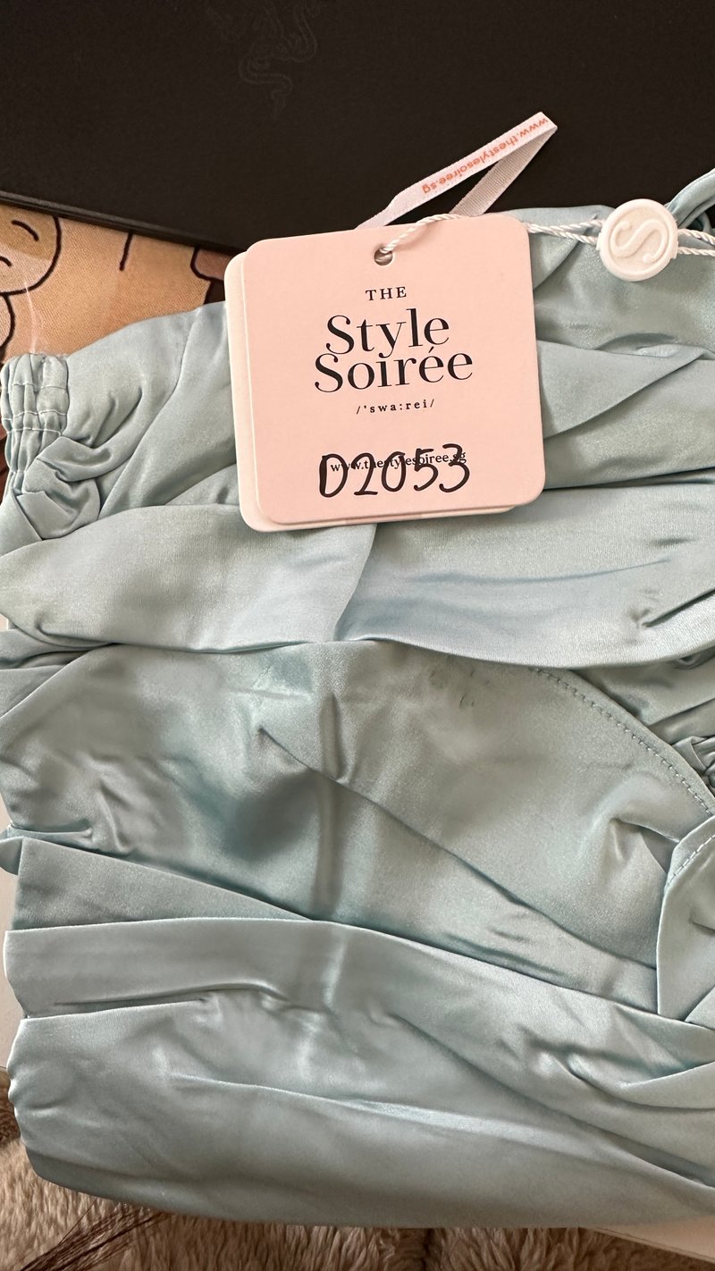 DEFECT | Kerin Knotted Satin Top in Teal Blue in XS