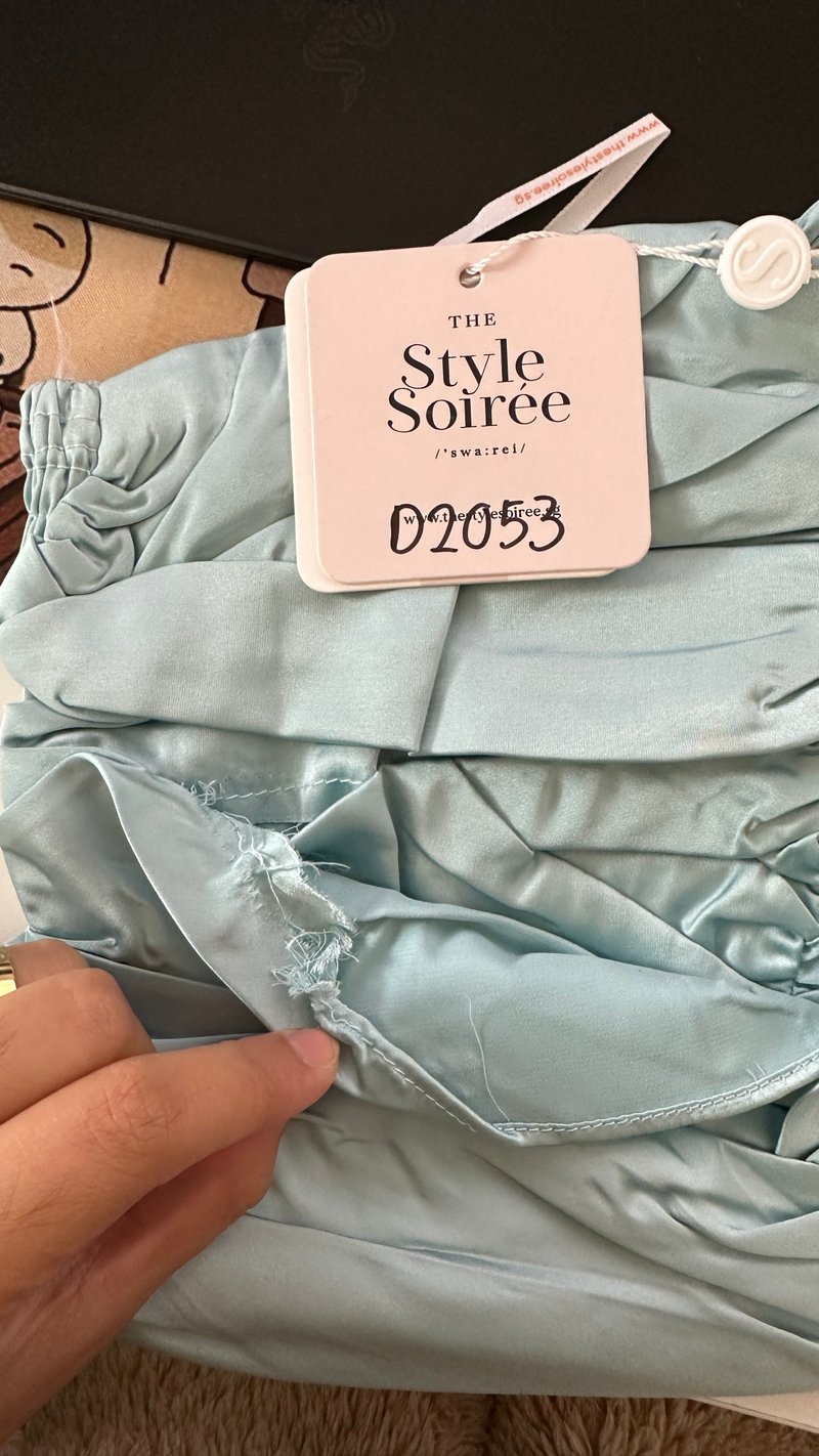 DEFECT | Kerin Knotted Satin Top in Teal Blue in XS