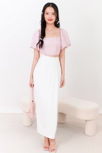 DEFECT | Darryn Drape Midi Skirt in White in M DEFECT | Darryn Drape Midi Skirt in White in M