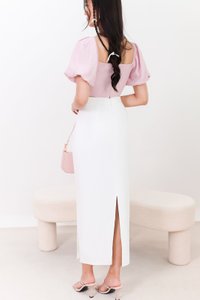 DEFECT | Darryn Drape Midi Skirt in White in M DEFECT | Darryn Drape Midi Skirt in White in M