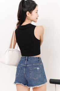 Collin Collar Ruched Top in Black Collin Collar Ruched Top in Black