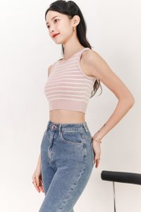 Sandrine Stripes Knit Tank in Pink x White Sandrine Stripes Knit Tank in Pink x White