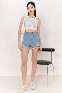 Sandrine Stripes Knit Tank in White x Blue