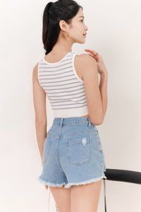 Sandrine Stripes Knit Tank in White x Blue