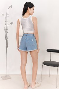 Sandrine Stripes Knit Tank in White x Blue