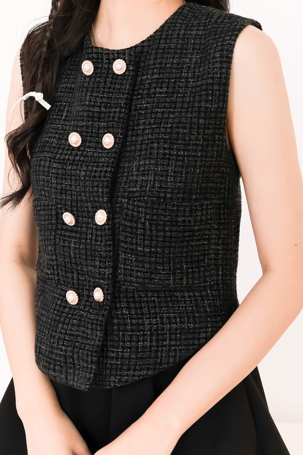 SALE EXCLUSIVE | Titiana Tweed Vest in Black