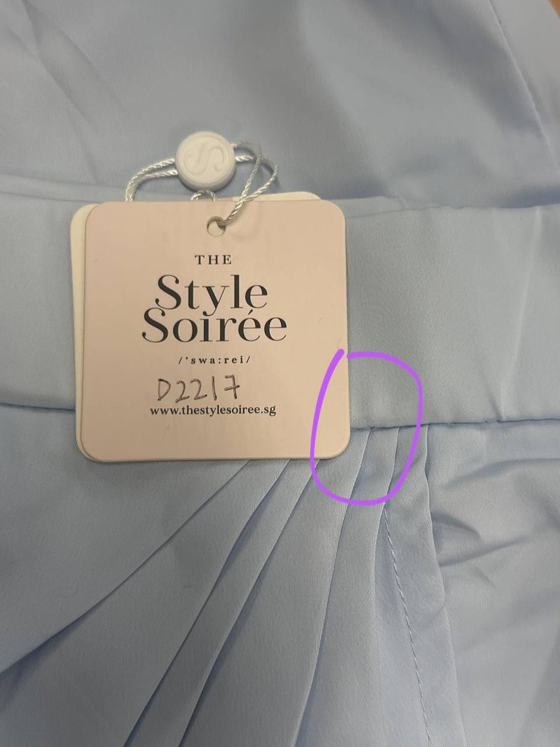DEFECT | Deliana Drape Satin Midi in Pastel Blue in XS, M, L & XL