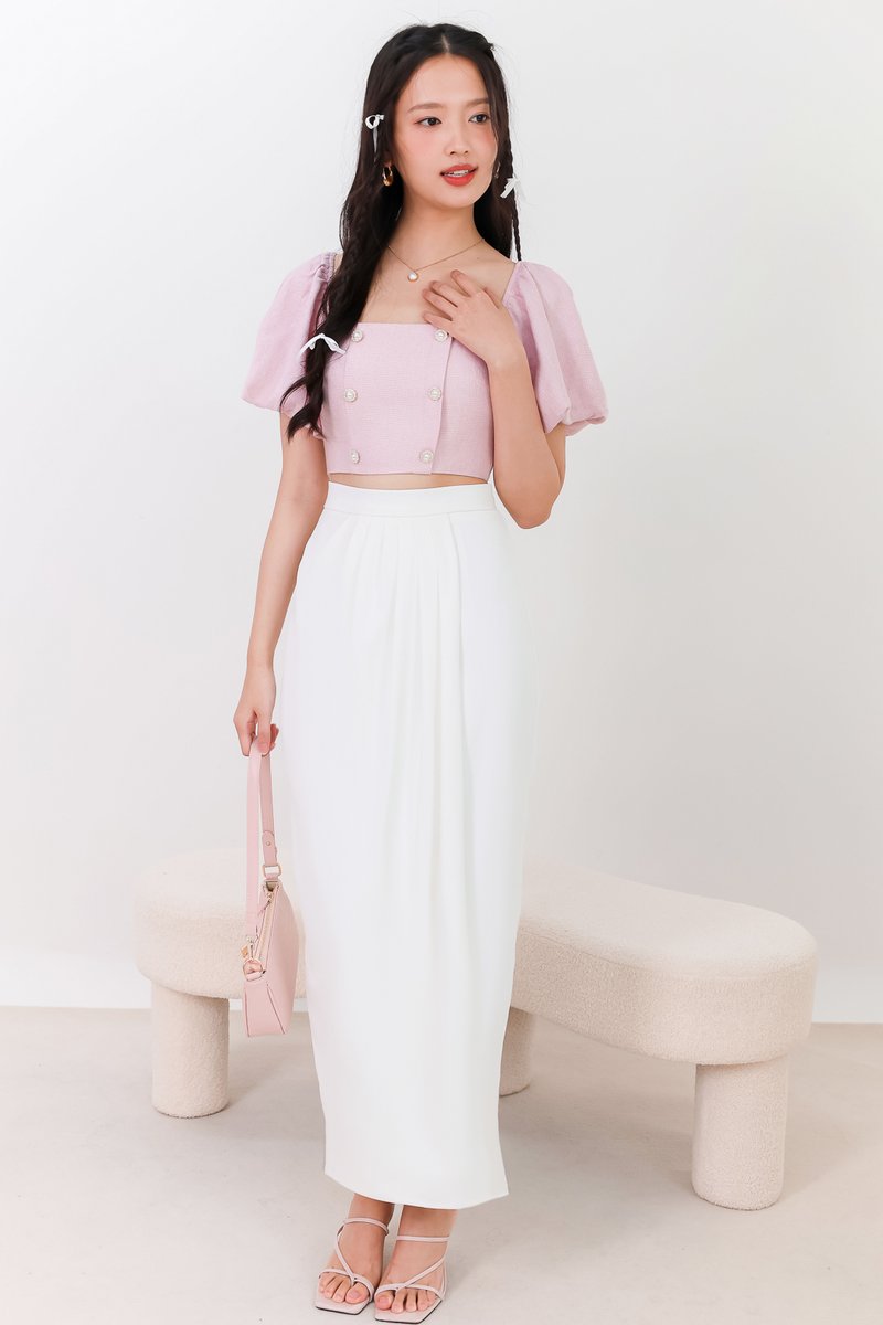 SALE EXCLUSIVE | Darryn Drape Maxi Skirt in White