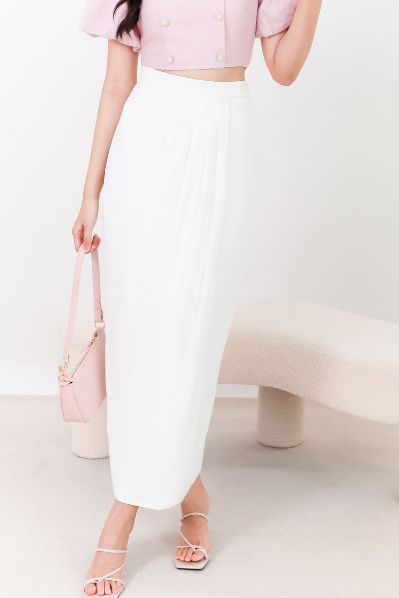 SALE EXCLUSIVE | Darryn Drape Maxi Skirt in White