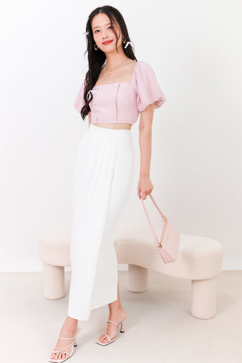 SALE EXCLUSIVE | Darryn Drape Maxi Skirt in White