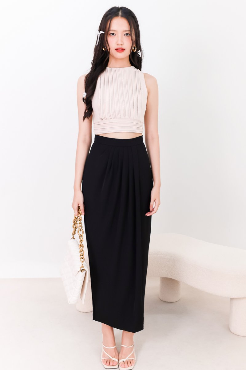 SALE EXCLUSIVE | Darryn Drape Maxi Skirt in Black