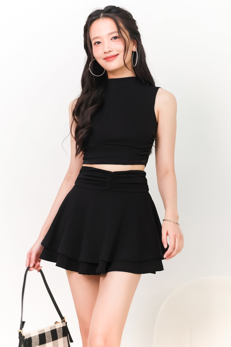 Caydine Co-ord High Neck Top in Black