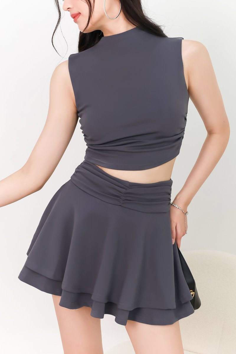 Caydine Co-ord High Neck Top in Dark Grey Caydine Co-ord High Neck Top in Dark Grey