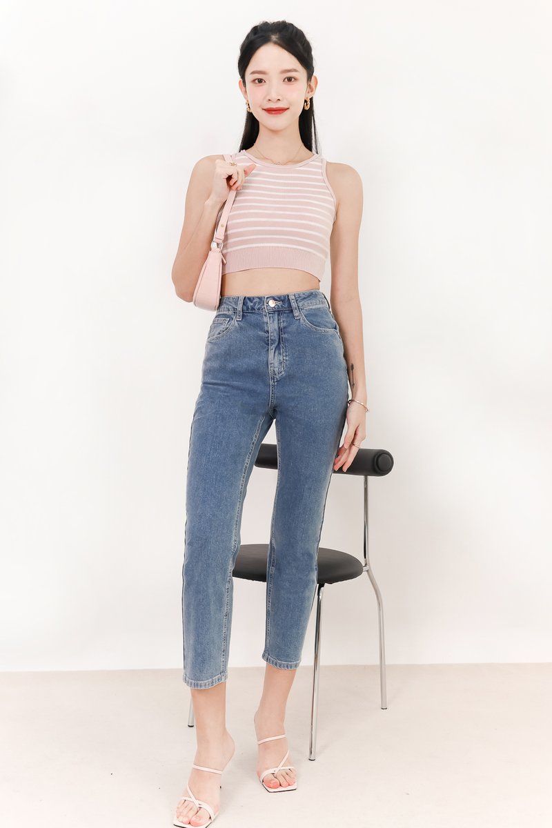 Sandrine Stripes Knit Tank in Pink x White