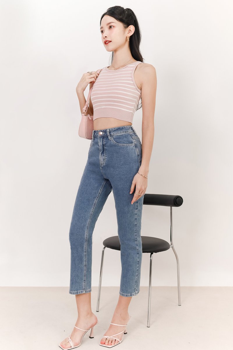 Sandrine Stripes Knit Tank in Pink x White