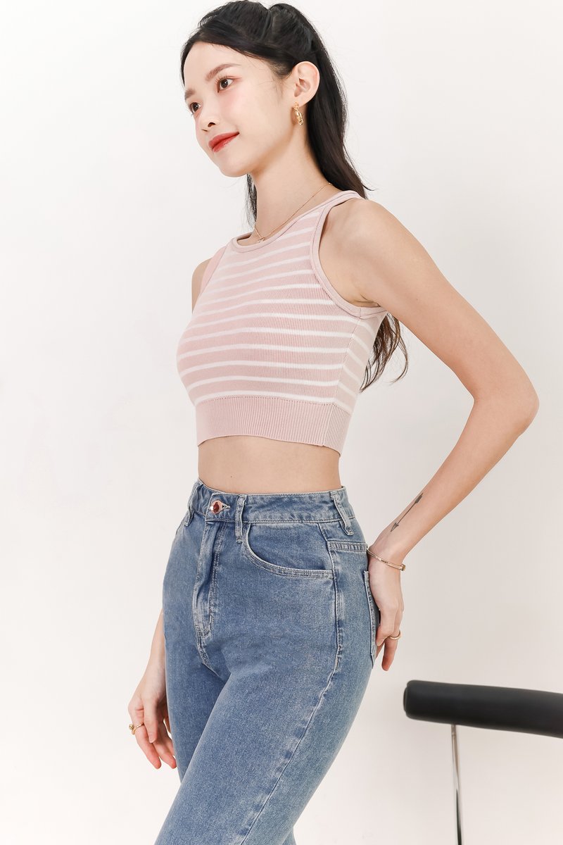 Sandrine Stripes Knit Tank in Pink x White