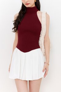 Hera High Neck Knit Top in Maroon Hera High Neck Knit Top in Maroon