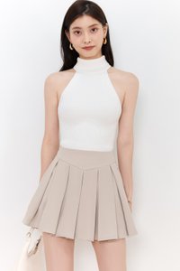 Hera High Neck Knit Top in Cream White