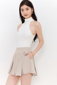 Hera High Neck Knit Top in Cream White