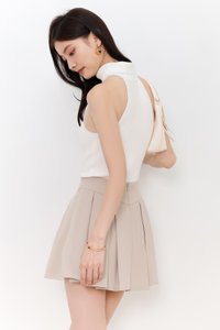 Hera High Neck Knit Top in Cream White