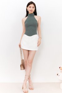Hera High Neck Knit Top in Muted Forest