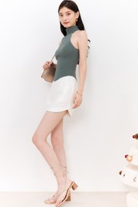 Hera High Neck Knit Top in Muted Forest