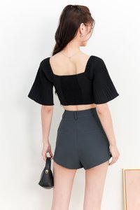 DEFECT | Polina Pleat Sleeve Top in Black in XXS DEFECT | Polina Pleat Sleeve Top in Black in XXS