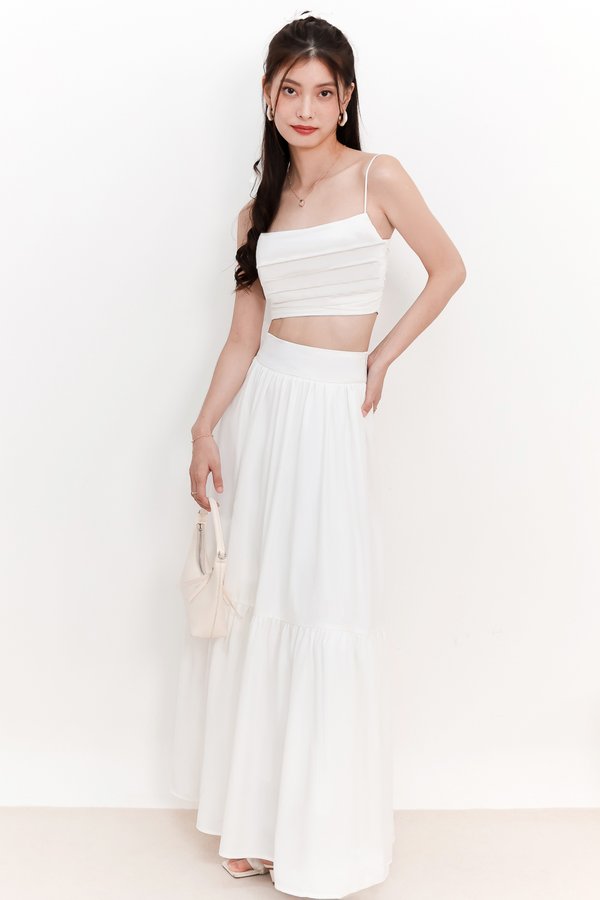 RESTOCKS | Tilly Tiered Co-ord Maxi Skirt in White