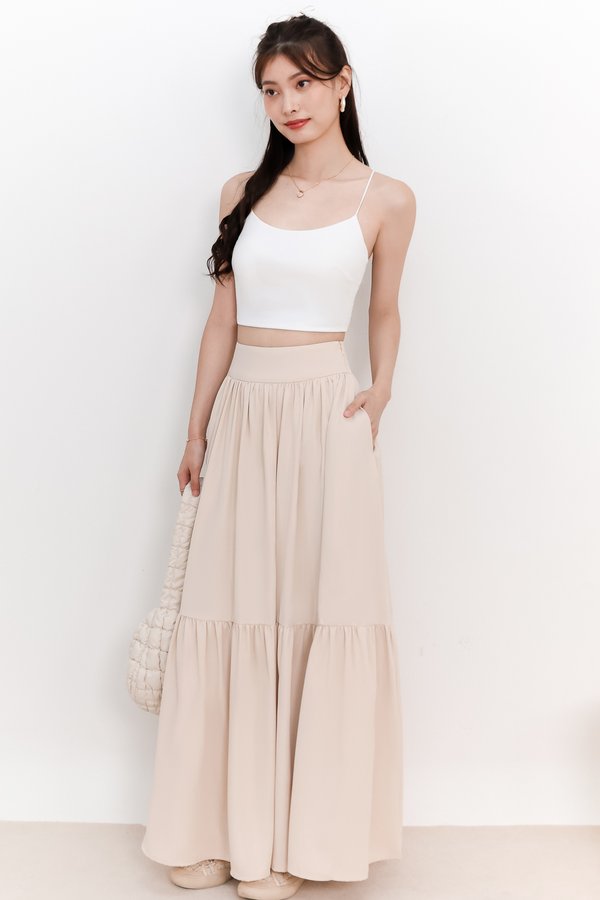 RESTOCKS | Tilly Tiered Co-ord Maxi Skirt in Ecru