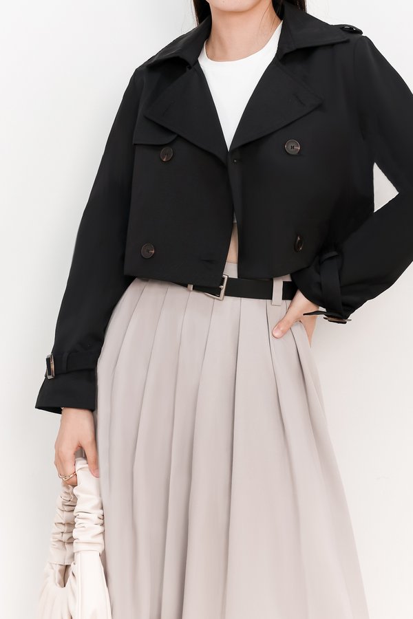 Tiana Trench Crop Jacket in Black