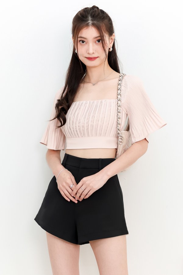 Polina Pleat Sleeve Top in Blush