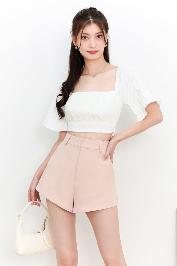 RESTOCKS | For You Flare Shorts in Nude Blush