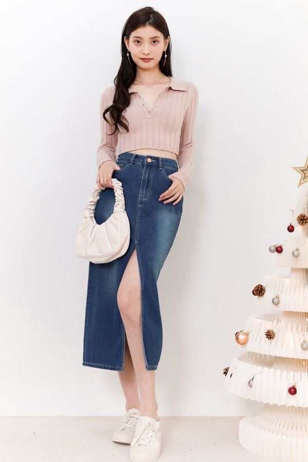 Sidney Sleeved Knit Top in Blush