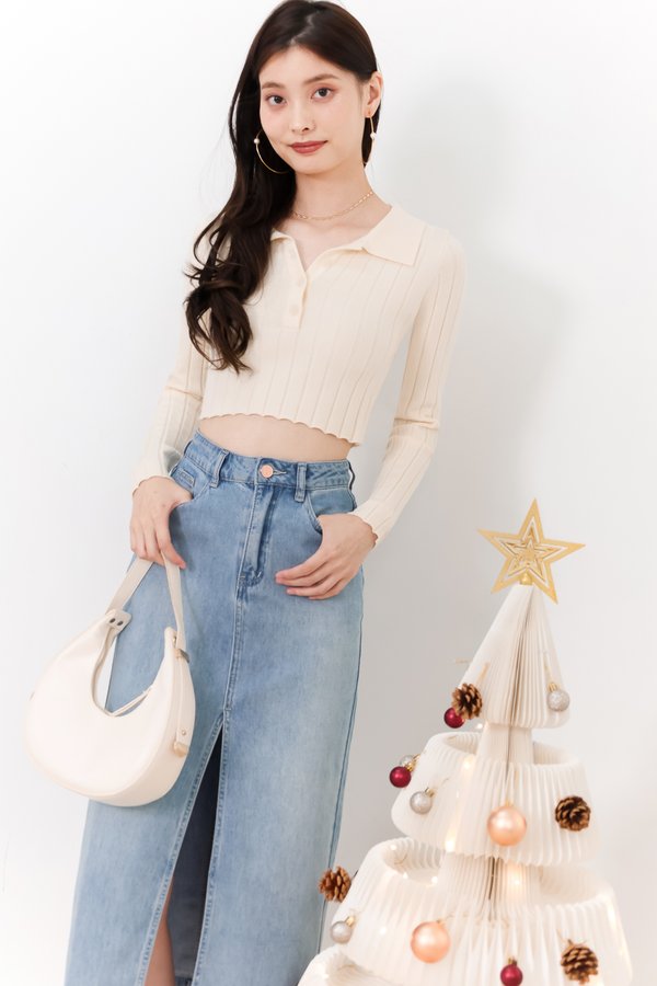 Sidney Sleeved Knit Top in Cream