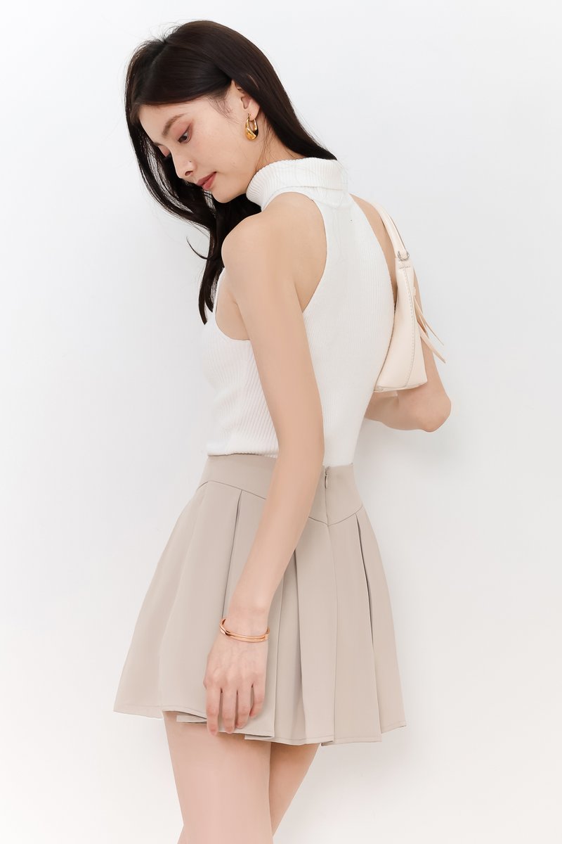 Hera High Neck Knit Top in Cream White