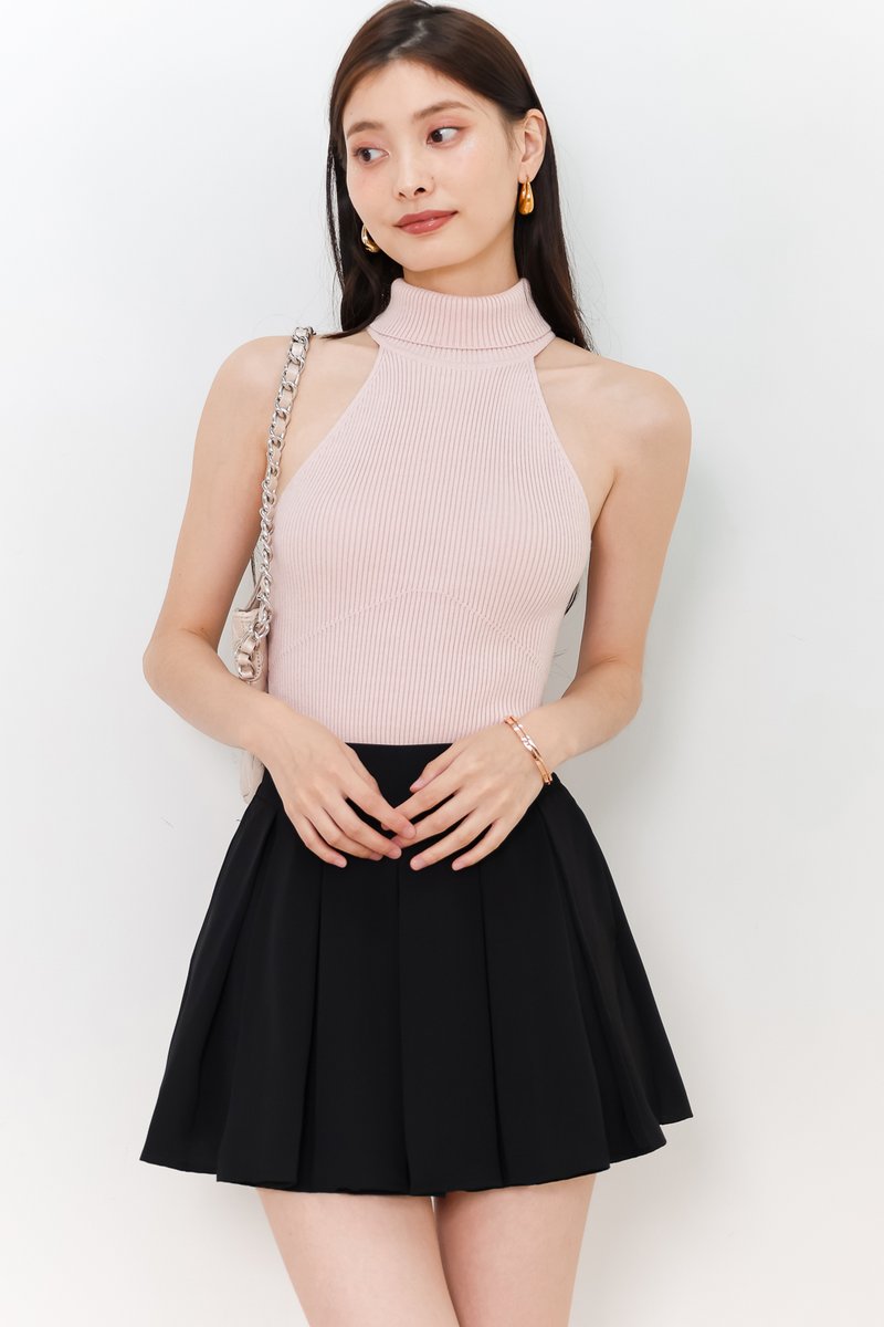 Hera High Neck Knit Top in Pastel Pink