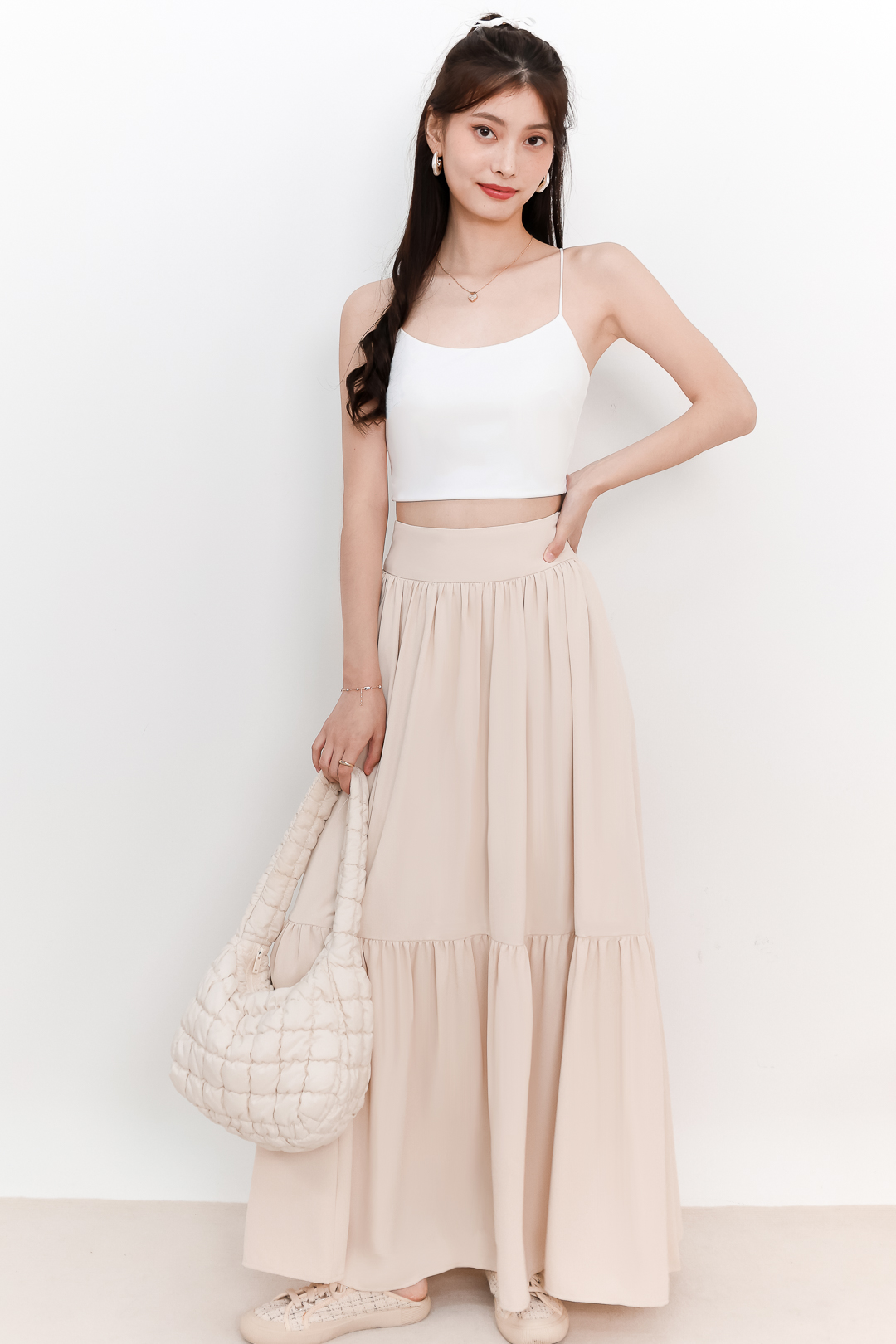 DEFECT | Tilly Tiered Co-ord Maxi Skirt in Ecru in XS | The Style Soirée