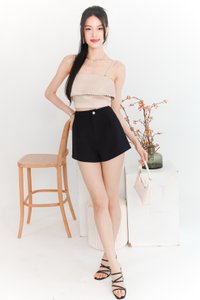 Parisie Pearl Satin Top in Champagne