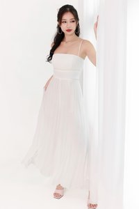 DEFECT | Perdi Pearl Pleated Jumpsuit in White in M