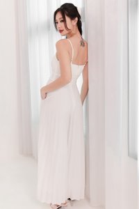 DEFECT | Perdi Pearl Pleated Jumpsuit in White in XS DEFECT | Perdi Pearl Pleated Jumpsuit in White in XS