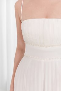 DEFECT | Perdi Pearl Pleated Jumpsuit in White in XS