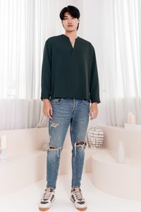 Lesley Long Sleeve Shirt in Emerald Green