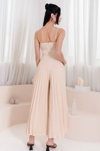DEFECT | Perdi Pearl Pleated Jumpsuit in Light Yellow in M DEFECT | Perdi Pearl Pleated Jumpsuit in Light Yellow in M