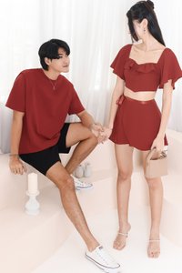 Silvanna Structured Tee in Muted Red Silvanna Structured Tee in Muted Red